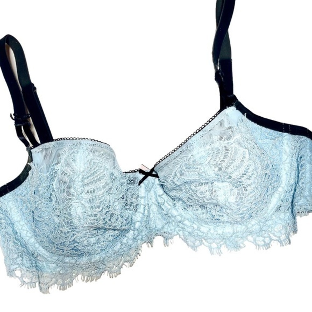 Dream Angels Wicked Unlined Lace Balconette Bra, Blue, 34D